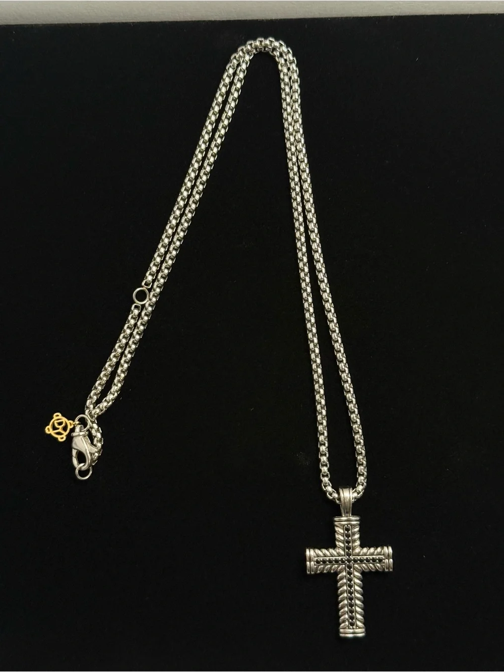 DAVID YURMAN ✨ Sterling Silver Rope/Cable Cross Necklace